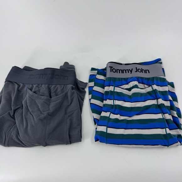 Tommy John Men's Striped and Gray Boxer Briefs- 2 Pair - Picture 1 of 8